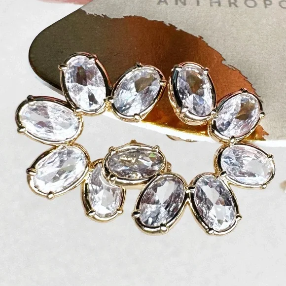 Anthropologie Crystal Rhinestone Earrings, 2 Pair Set - Picture 6 of 10